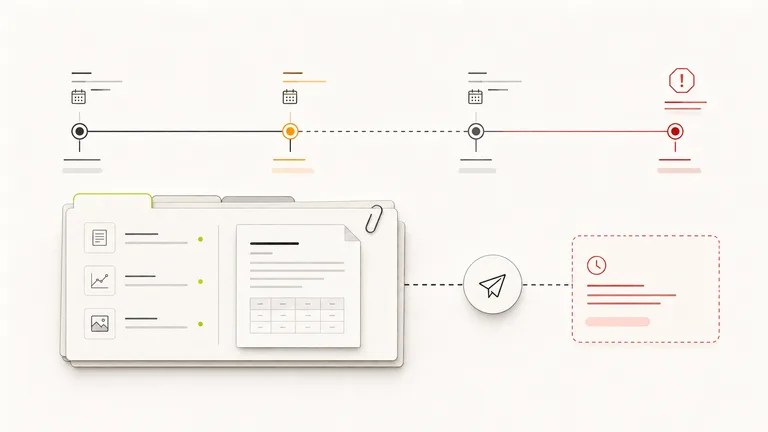 A dispute response timeline counting down from on-track to a red overdue deadline